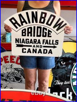 Vintage Old Style Sign Rainbow Bridge Niagara Falls NOT Porcelain Made in USA