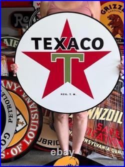 Vintage Old Style Sign Texaco Gas Oil NOT Porcelain Made in USA 30x30