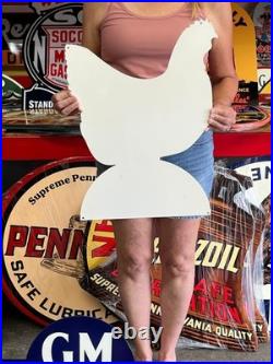 Vintage Old Style Steel Sign Pex Chicken Feed NOT Porcelain Made USA 22x16