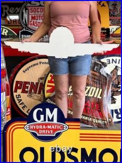 Vintage Old Style Steel Sign Shell Gas Wings NOT Porcelain Made USA 36x10