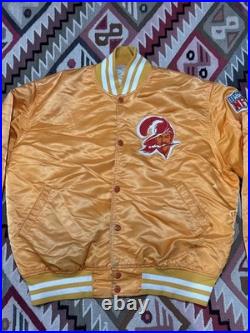 Vintage Old Style Tampa Bay Buccaneers Satin Starter Jacket Creamsicle Large