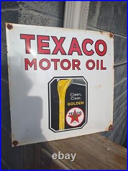 Vintage Old Style Texaco Gas Oil porcelain Metal Advertising Service Sign