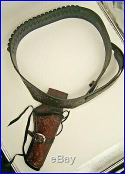 Vintage Old Style Western Makers El Paso, Tx Holster And Belt Tooled Leather