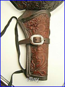 Vintage Old Style Western Makers El Paso, Tx Holster And Belt Tooled Leather