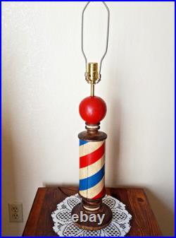 Vintage Old Style Wooden Barber Pole That I Made Into A Lamp Over 40 Years Ago Vintage Old Style Wooden Barber Pole That I Made Into A Lamp Over 40 Years Ago