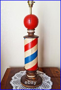 Vintage Old Style Wooden Barber Pole That I Made Into A Lamp Over 40 Years Ago Vintage Old Style Wooden Barber Pole That I Made Into A Lamp Over 40 Years Ago