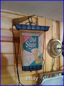 Vintage Old Style light lighted hanging beer sign 1970's very rare