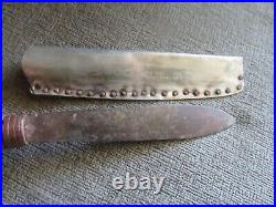 Vintage Old West Deadwood Aces Fixed Blade Spearpoint Bowie Style & Sheath