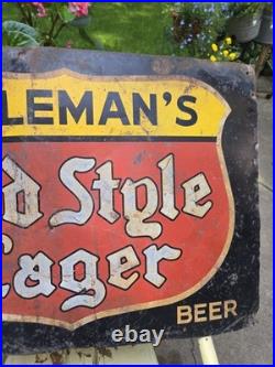Vintage Original Heileman's Old Style Lager Beer Tin Advertising Sign La Crosse