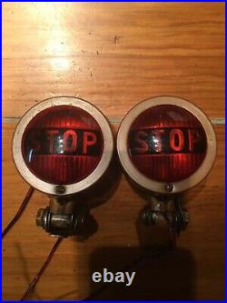 Vintage PMCo 402 Pair STOP TAIL LIGHT Indian, Harley, Chopper, Motorcycle PAIR