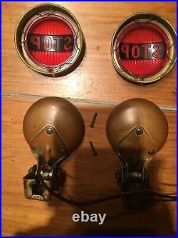 Vintage PMCo 402 Pair STOP TAIL LIGHT Indian, Harley, Chopper, Motorcycle PAIR