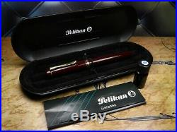 Vintage Pelikan M250 Fountain Pen-Burgundy Red-Old Style-14K Nib-Germany 1990s