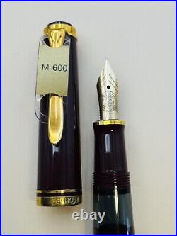 Vintage Pelikan M600 Fountain Pen, Old style Burgundy, 14K Gold HF Nib NOS