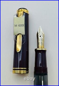 Vintage Pelikan M600 Fountain Pen, Old style Burgundy, 14K Gold HM Nib NOS