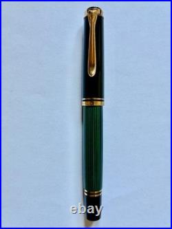 Vintage Pelikan Souverän M400 Green Stripe EF Fountain Pen Old Style Germany