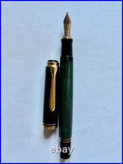 Vintage Pelikan Souverän M400 Green Stripe EF Fountain Pen Old Style Germany