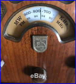 Vintage Philips Wooden Radio Old Cathedral Style Full Working Made In Italy