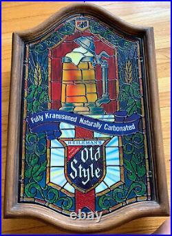 Vintage Plastic Heileman's Old Style Beer Stein Faux Stained Glass Lighted Sign