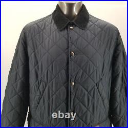 Vintage Polo Ralph Lauren Quilted Jacket Old Money Style Blue Mens Corduroy Sz L