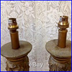 Vintage Pr Tall Corinthian Style Reading Lamps Old Gilt Colour Height 20 (51cm)