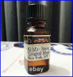 Vintage Rare Kiehls Musk Oil 1/4 Fl Ounce Old Style Square Bottle Paper Label