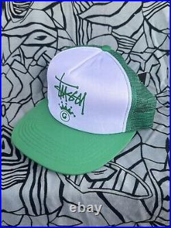 Vintage Rare New Nos With Tags Stussy Green White Trucker Style Hat Cap Men 90s