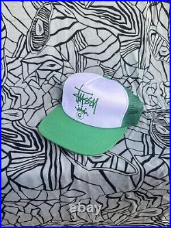 Vintage Rare New Nos With Tags Stussy Green White Trucker Style Hat Cap Men 90s