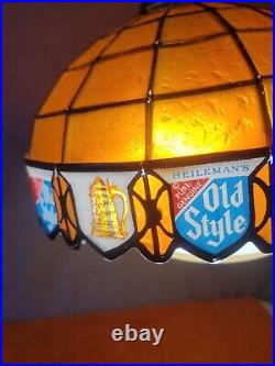 Vintage Rare Old Style Beer Bar/Pool Table Light Faux Stained Glass Sign