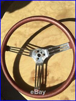 Vintage Red Metal Flake Steering Wheel 14.5 Hot Rod Custom Gasser Vw Van Rat Rod