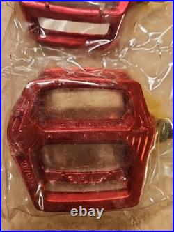 Vintage Red NOS VDX VP-555 Old School BMX Freestyle Style Pedals 1/2 Areomax