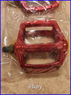 Vintage Red NOS VDX VP-555 Old School BMX Freestyle Style Pedals 1/2 Areomax