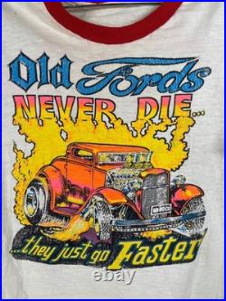 Vintage Ringer T-Shirt Dual Sided Old Ford Hot Rod Harley-Davidson Sportster
