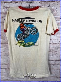 Vintage Ringer T-Shirt Dual Sided Old Ford Hot Rod Harley-Davidson Sportster