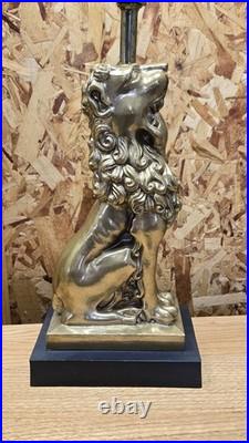 Vintage Robert Abbey Brass Lion Lamp Grand Old Regent Style 17 Tall MCM