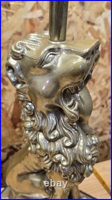 Vintage Robert Abbey Brass Lion Lamp Grand Old Regent Style 17 Tall MCM