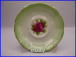 Vintage Royal Albert Old English Rose Style Teacup and Saucer Green and Gold