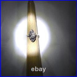 Vintage SOLID 10k White Gold Dia. Old Style Navette Ring In velvet vintage box