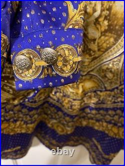 Vintage Seta Per Uomo Silk Shirt Blouse Metallic Gold Button Up Mens XL Italy