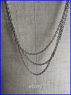 Vintage Showa Jade-Style 3-Chain Necklace, Retro Jewelry, Old Japan