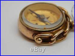 Vintage Solid 9 Carat Yellow Gold Fob style Compass with Bloodstone retro old