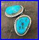 Vintage-Southwestern-Old-Style-Morenci-Turquoise-Cabochon-Clip-On-Earrings-8-2g-01-xqds