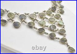 Vintage Sterling Silver & Labradorite Multi Piece OLD Bib Style Iadies Necklace