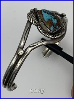 Vintage Sterling Silver Old Pawn Native American Style Turquoise Cuff Bracelet