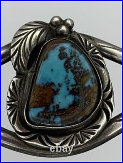 Vintage Sterling Silver Old Pawn Native American Style Turquoise Cuff Bracelet