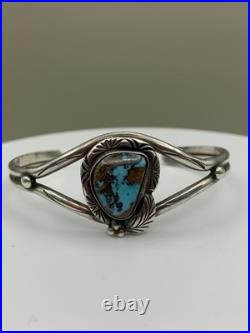 Vintage Sterling Silver Old Pawn Native American Style Turquoise Cuff Bracelet