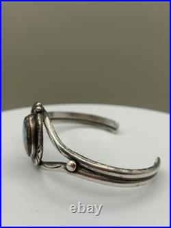 Vintage Sterling Silver Old Pawn Native American Style Turquoise Cuff Bracelet