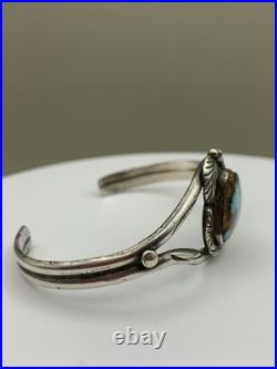 Vintage Sterling Silver Old Pawn Native American Style Turquoise Cuff Bracelet