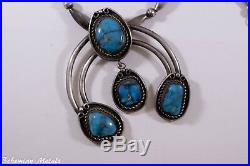 Vintage Sterling Silver and Turquoise Naja Style Necklace Old Pawn