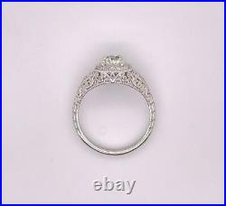 Vintage Style 18K WG 1.09 ct Old Minor Cushion Diamond Engagement Ring GIA