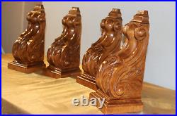 Vintage Style Hand Carved Wooden Corbels Total of 4